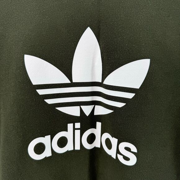 Adidas Sweatshirt Dark Green Trefoil Crew Neck Mens Small Relaxed Fit Athletic - Picture 4 of 10